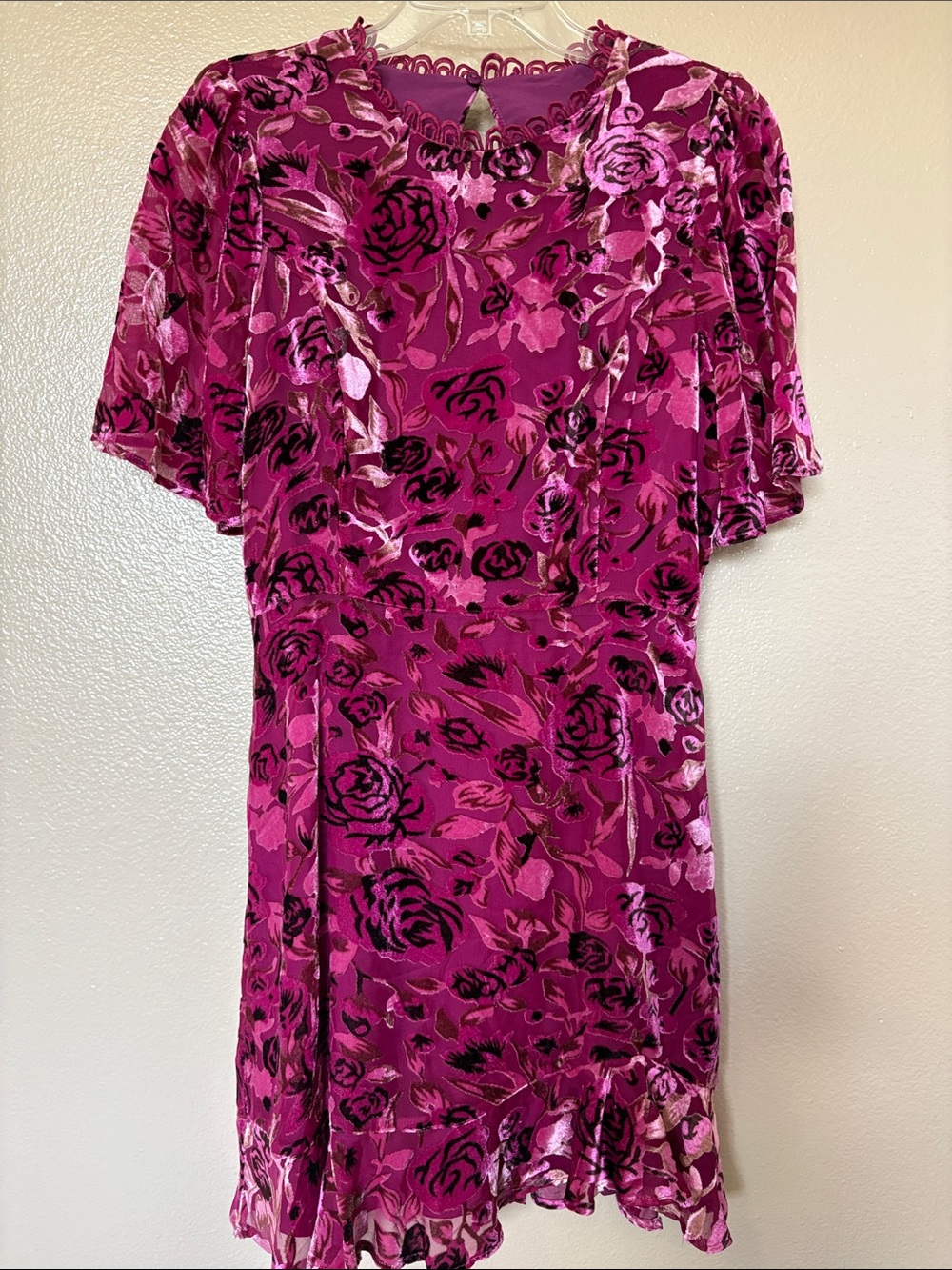 Adelyn Rae Raspberry Floral Fit-and-Flare Mini Dress - Picture 3 of 10